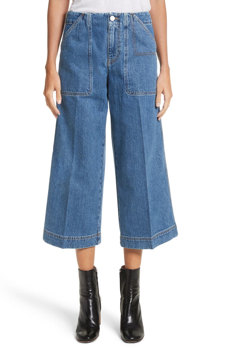 Acne Studios Texa Wide Leg Crop Jeans, Main, color, 