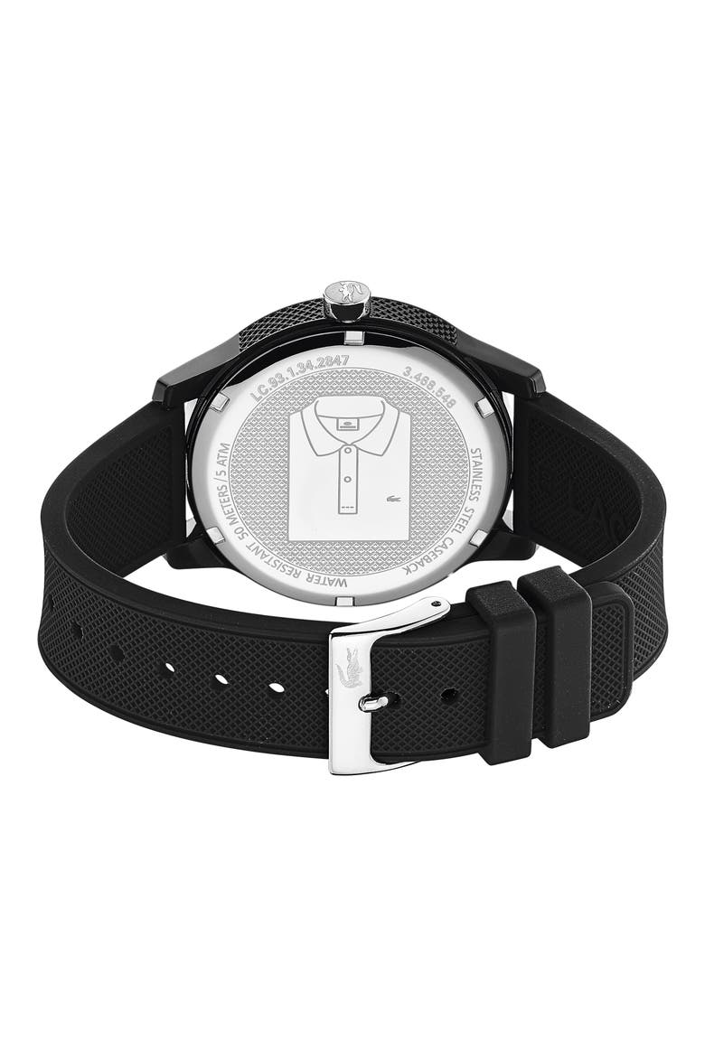 12.12 Rubber Strap Watch, 42mm, Alternate, color, BLACK