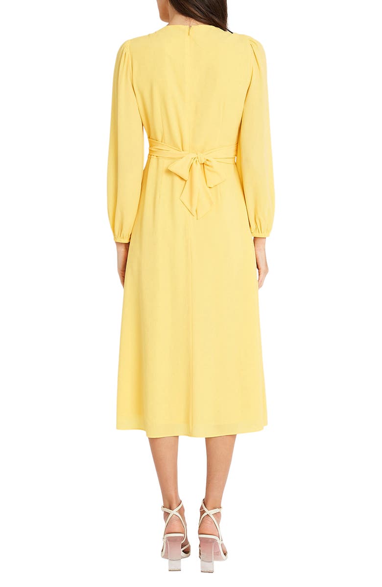 Maggy London Long Sleeve Tie Waist Midi Dress, Alternate, color, Snapdragon