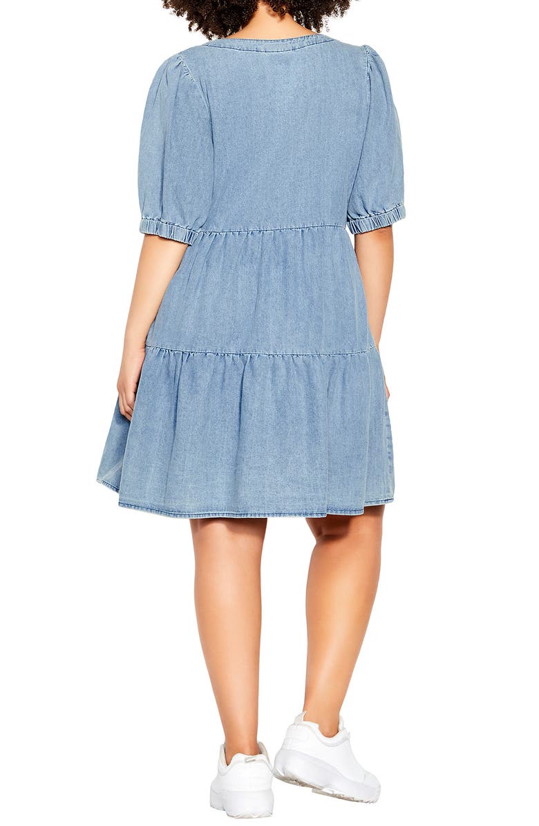 City Chic Coastal Tiered Nonstretch Denim Dress, Alternate, color, 