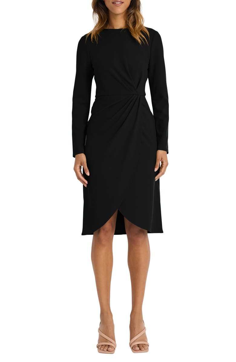 Maggy London Long Sleeve Tulip Dress, Main, color, Black