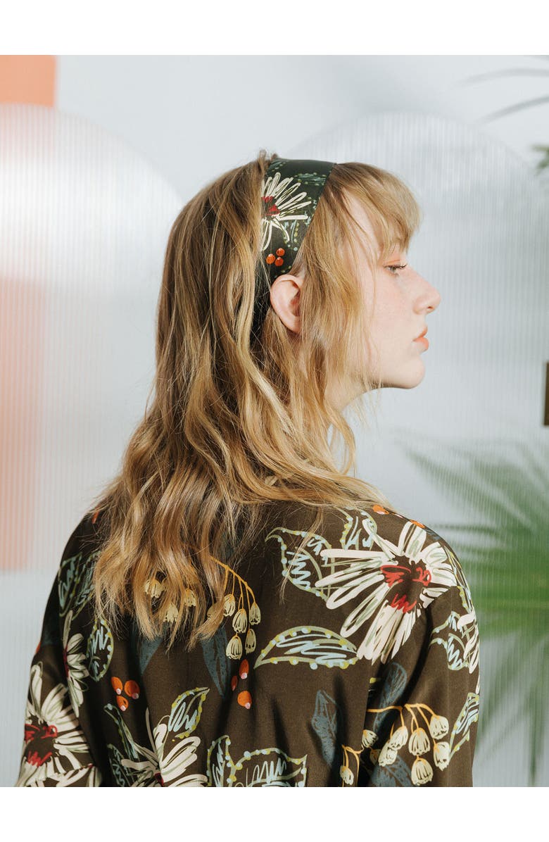 Lost Pattern "Forest Charm" Silk Skinny Scarf, Alternate, color, Moss Green