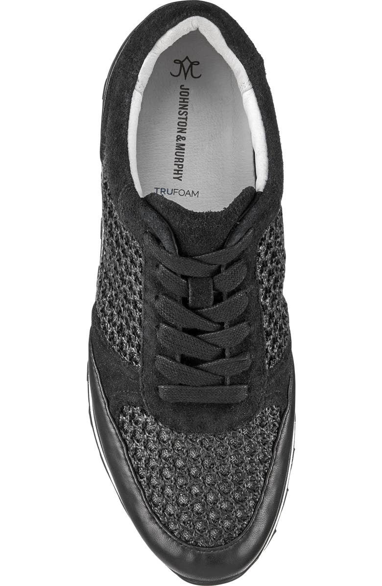 Johnston & Murphy Piper Knit Panel Sneaker, Alternate, color, Black Suede/Crochet
