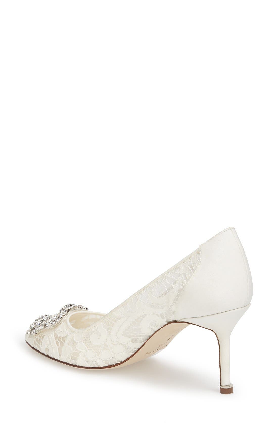 Manolo Blahnik 'Hangisi' Pointy Toe Lace Pump, Alternate, color, 