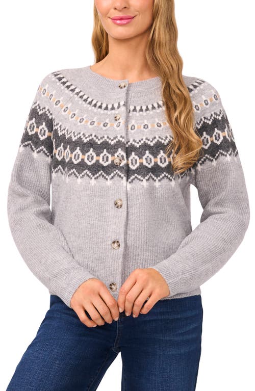 Cece Fair Isle Cardigan In Gray
