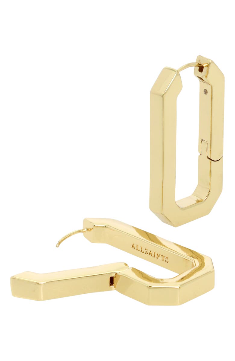AllSaints Hexagon Hoop Earrings, Alternate, color, Gold