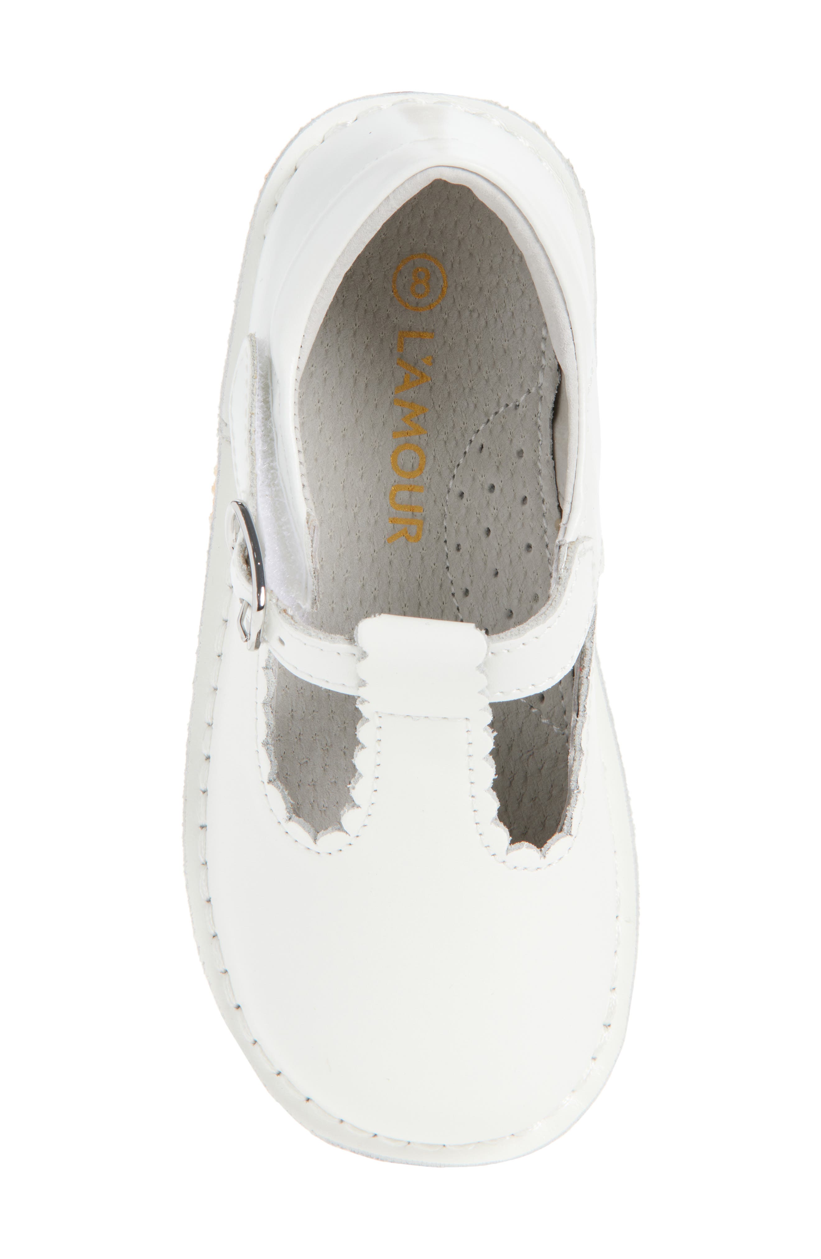 L'AMOUR Kids' Selina Scallop T-Strap Flat, Alternate, color, White