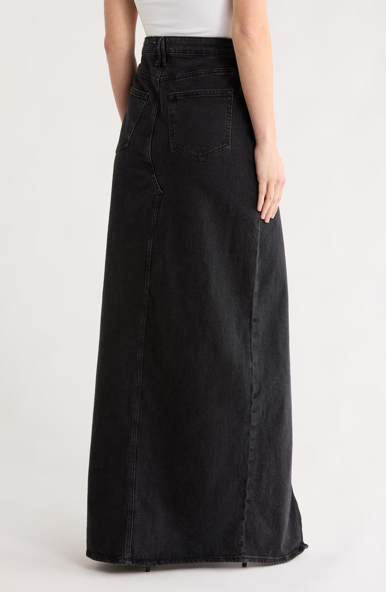Good American Good Ease Denim Maxi Skirt, Alternate, color, Black351