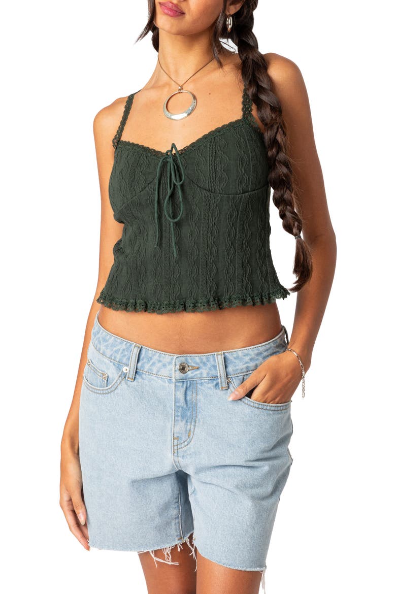 Lacey Knit Tank, Main, color, OLIVE