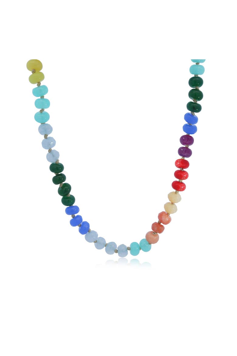 Rainbow Knot Bead Necklace, Main, color, Gold Plated Sterling Silver