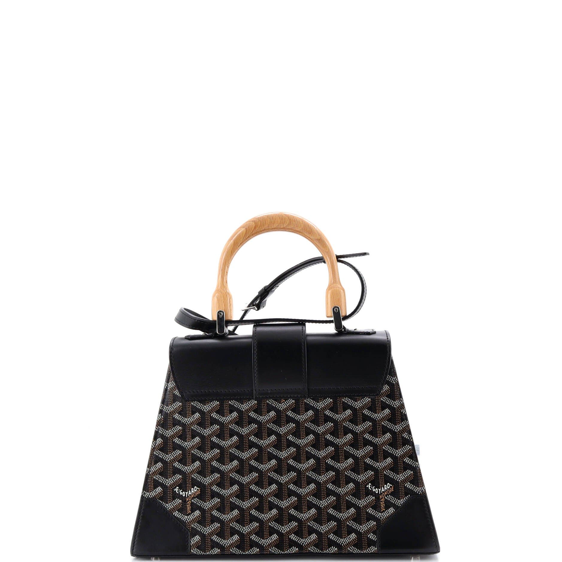 Pre-Owned Goyard Saigon Top Handle Bag Coated Canvas with Leather PM, Alternate, color, Black