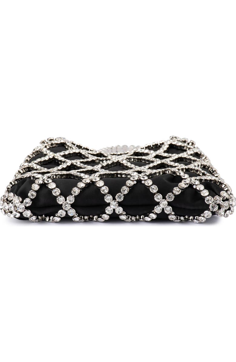 Olga Berg Kit Crystal Cage Satin Evening Bag, Alternate, color, Black