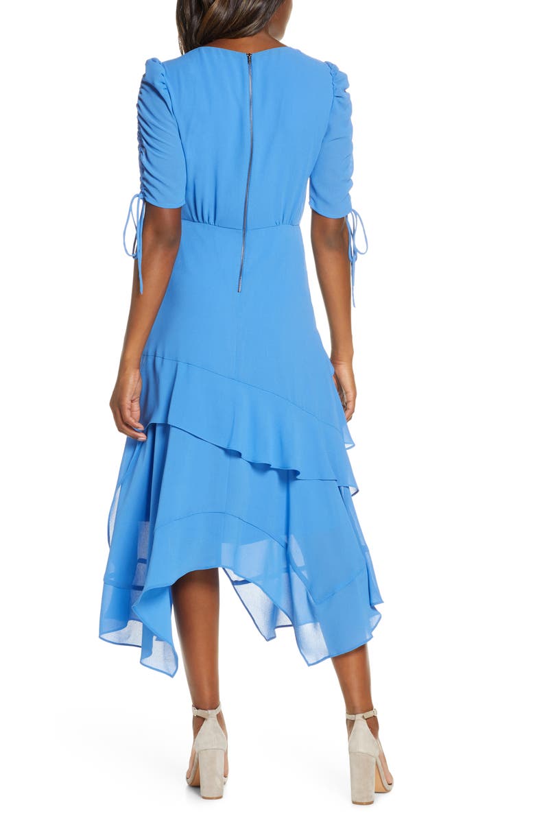 Maison Tara Ruched Sleeve Tiered Georgette Dress, Alternate, color, 