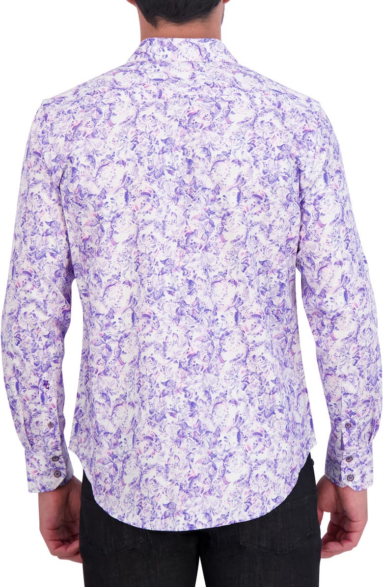 Robert Graham Abstract Floral Print Cotton Button-Up Shirt, Alternate, color, Purple