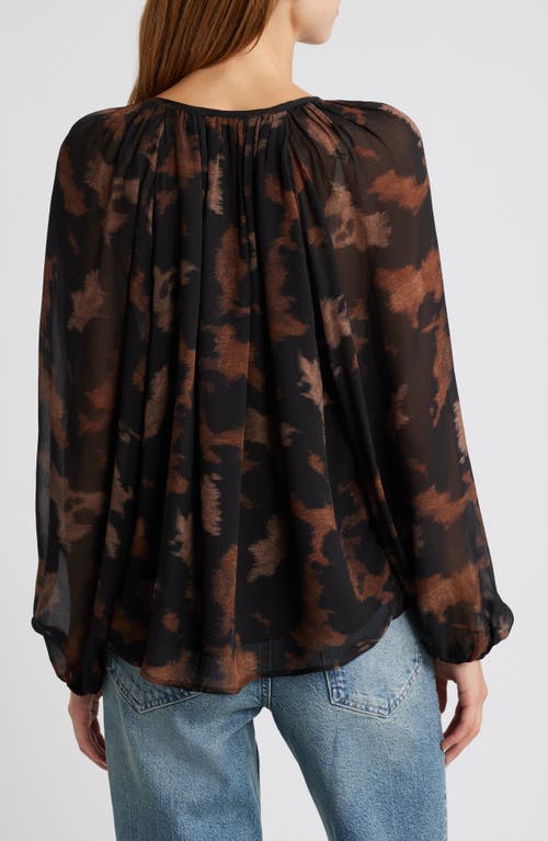 Rails Indi Printed Balloon Sleeve Top In Diffused Sandstone
