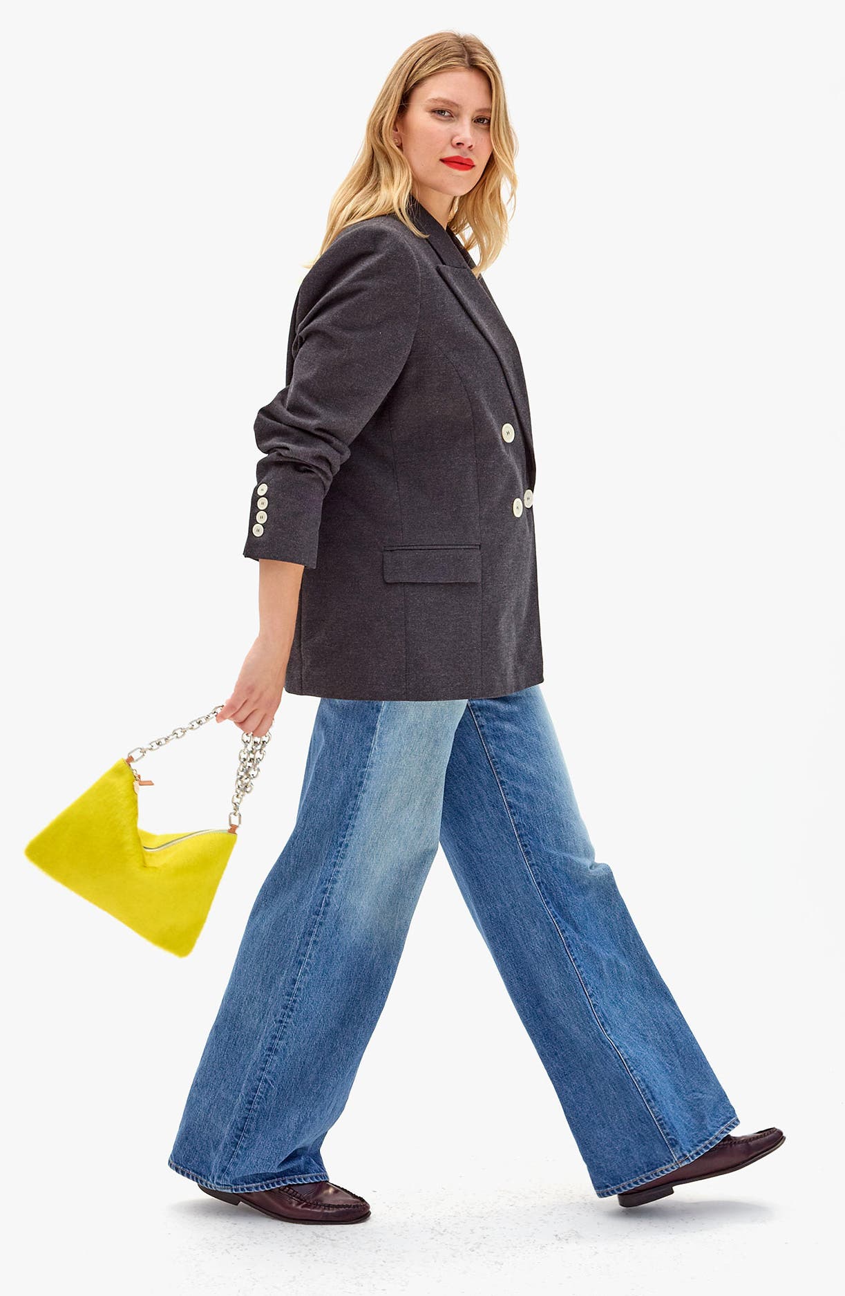 Clare V. Genuine Calf Hair Flat Clutch with Tabs, Alternate, color, Citron