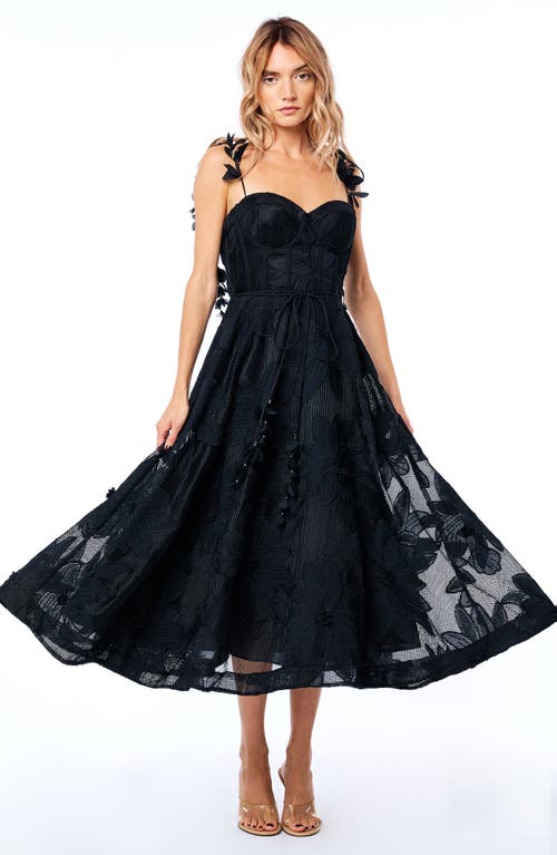 CIEBON CIEBON EMILIA BUSTIER LACE MIDI COCKTAIL DRESS 