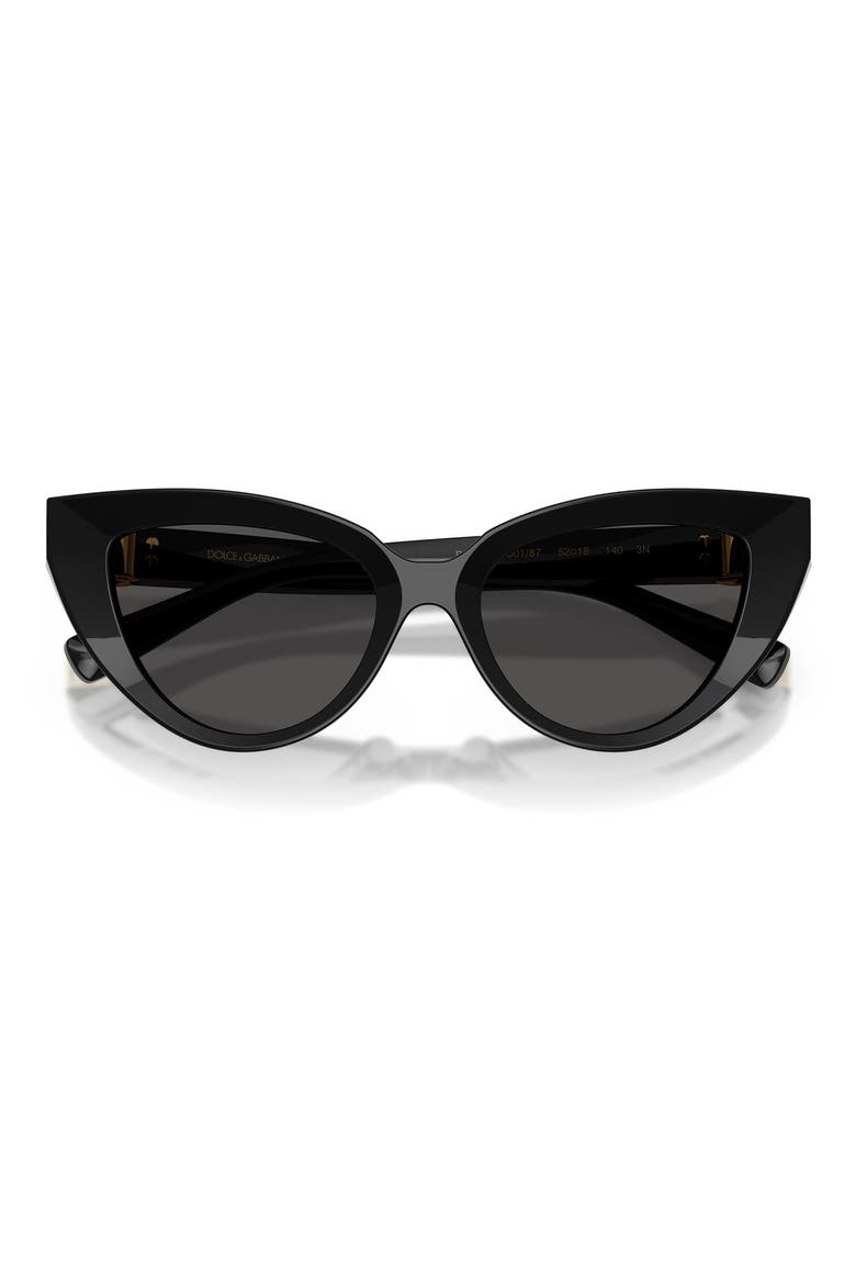 52mm Polarized Cat Eye Sunglasses, Alternate, color, BLACK