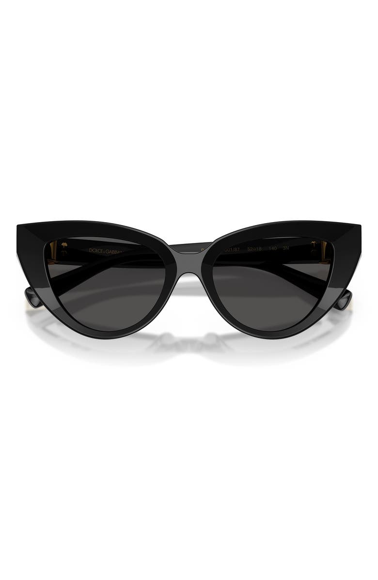 Dolce&Gabbana 52mm Polarized Cat Eye Sunglasses, Alternate, color, Black