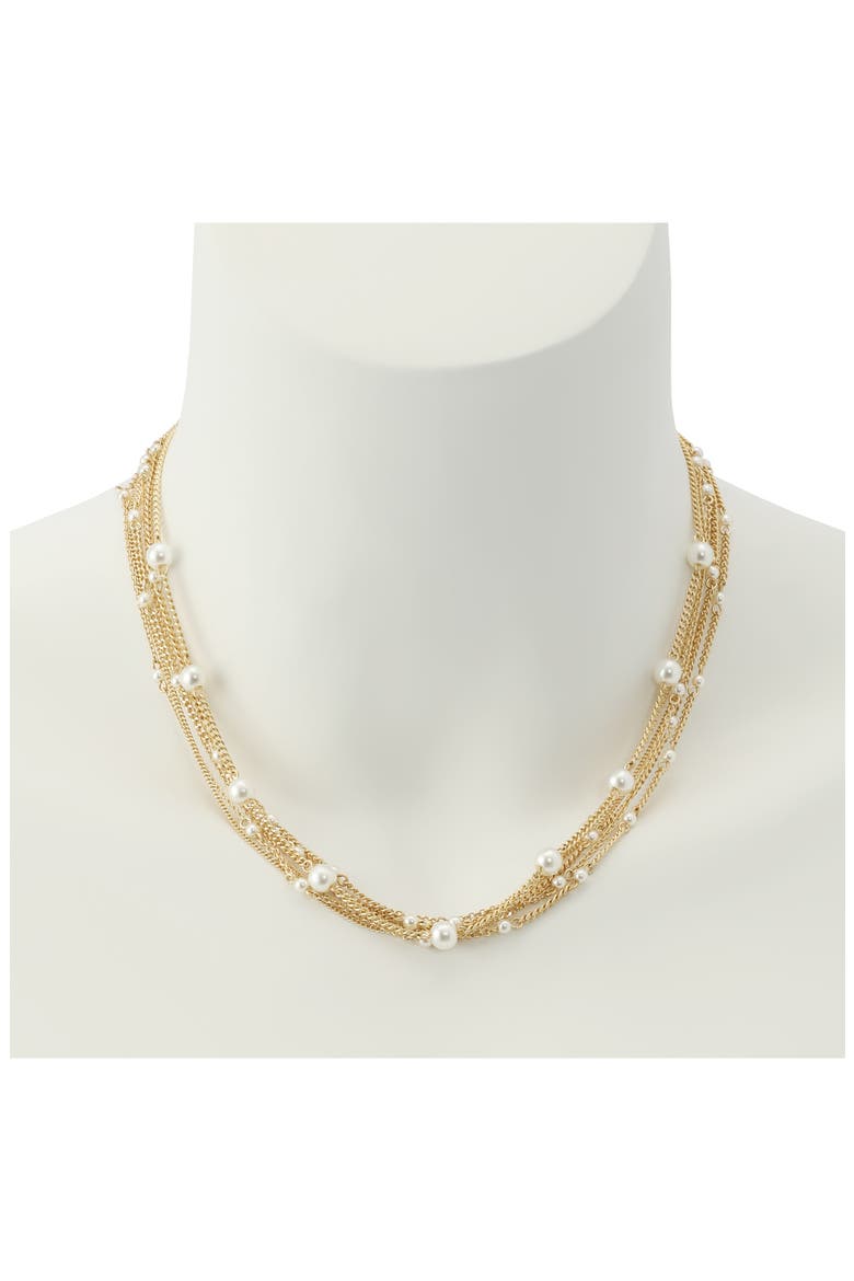 Faux Pearl Layered Necklace, Alternate, color, PEARL/ VINTAGE GOLD