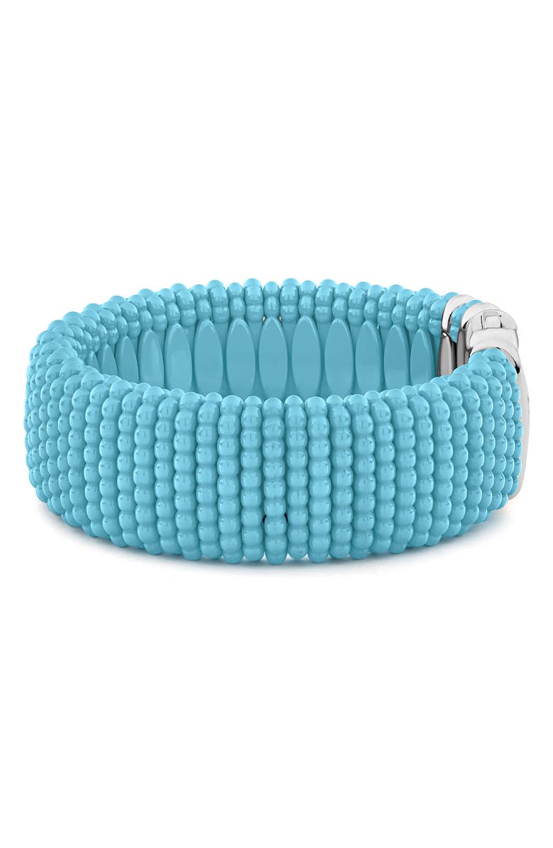 LAGOS Wide Blue Ceramic Caviar Bracelet, Alternate, color,