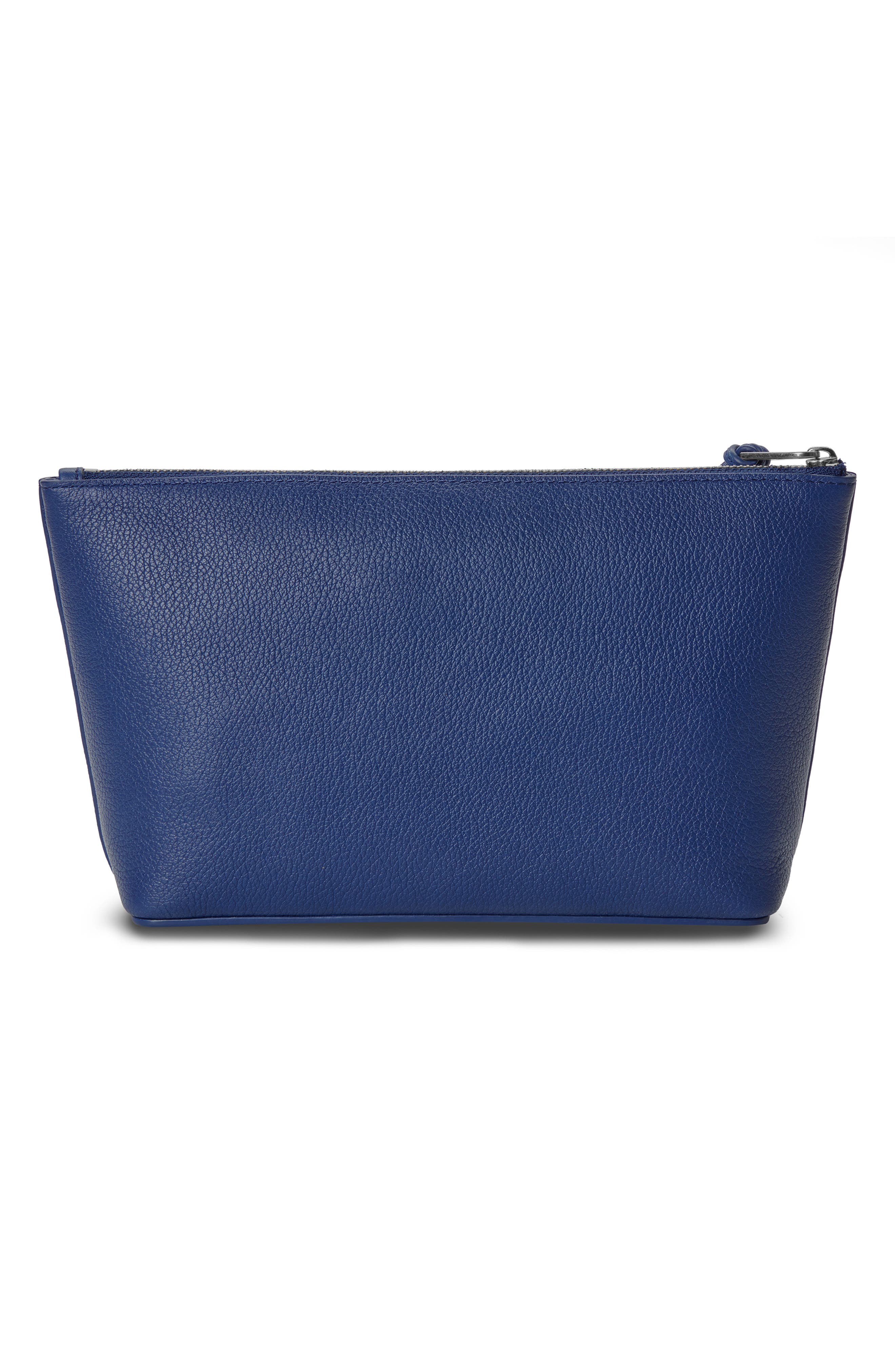 Small Zip Pebbled Leather Cosmetic Case, Alternate, color, BLUE