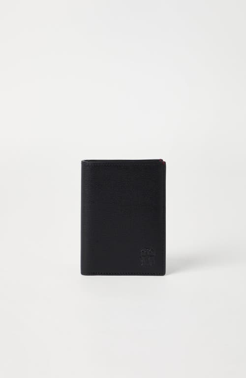 Brunello Cucinelli Capretta Passport Holder In Black