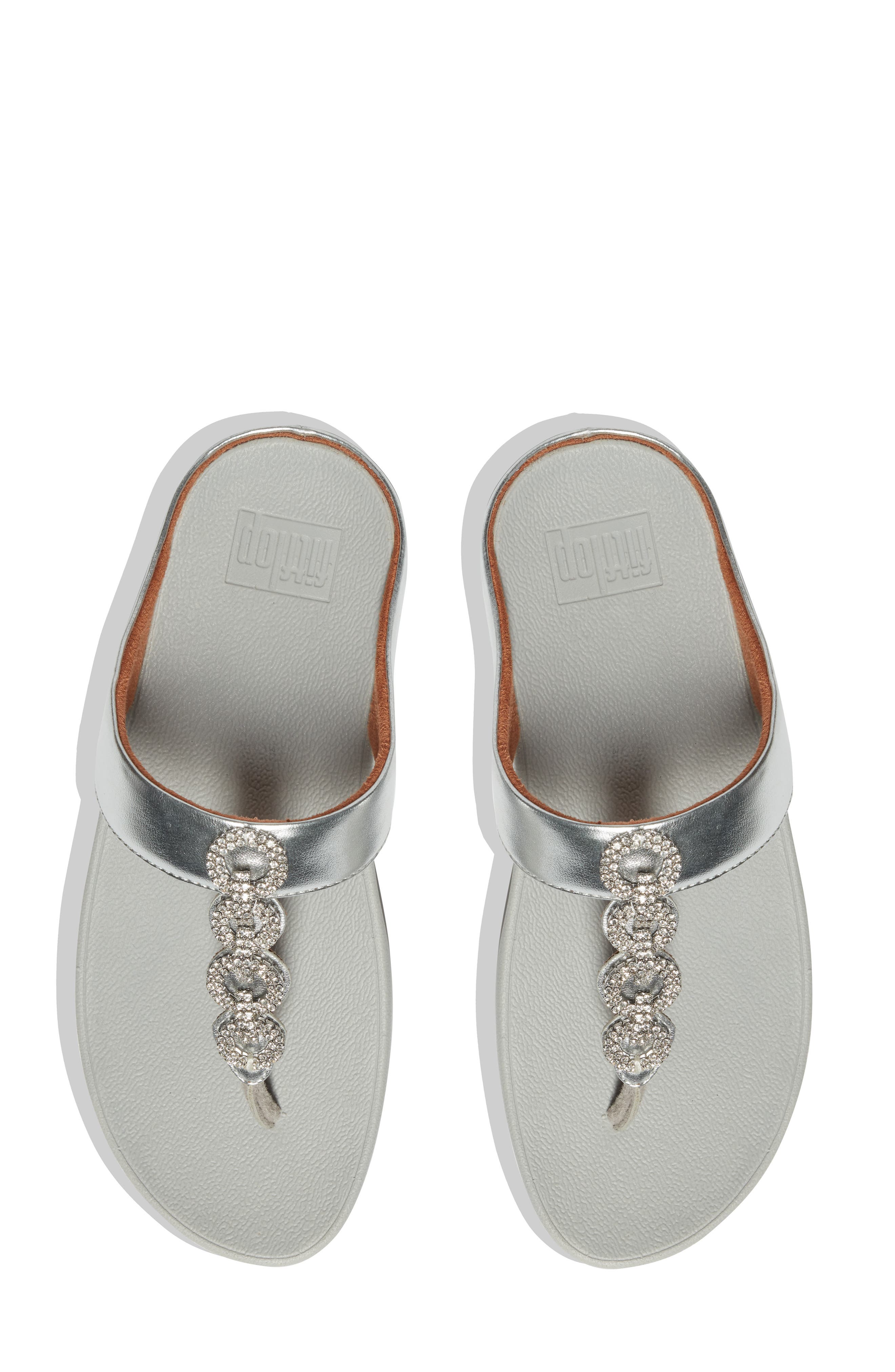 FitFlop Fino Crystal Embellished Thong Platform Sandal, Alternate, color, Silver