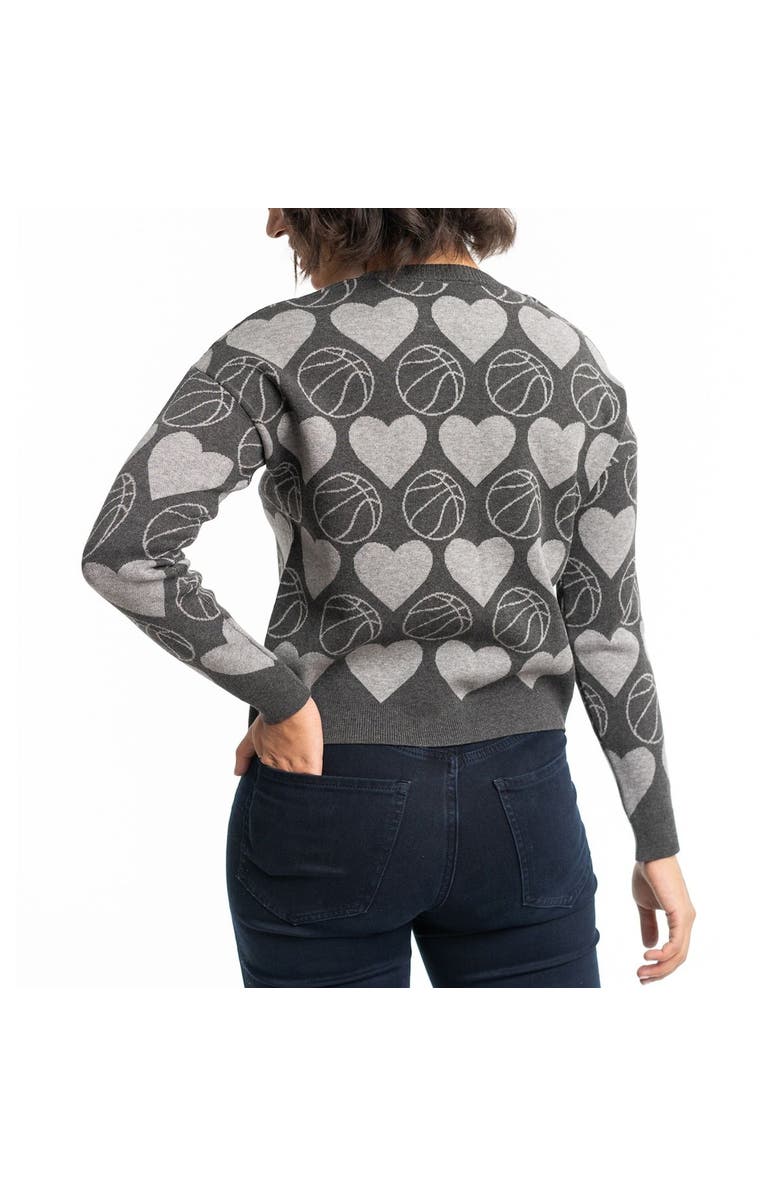 LUSSO Women's Lusso Charcoal Los Angeles Lakers Basketball Love Swarovski Crystal Intarsia Pullover Sweater, Alternate, color, Charcoal