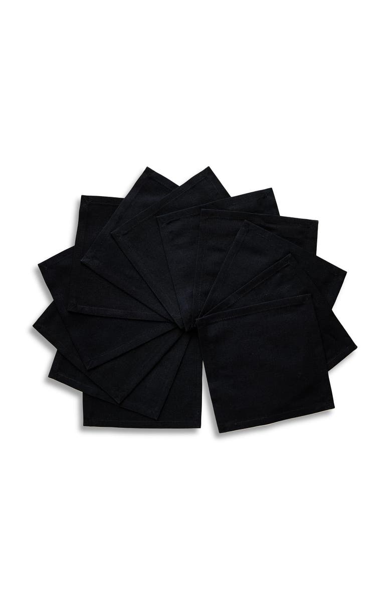 Solino Home Cotton Linen Plain Cocktail Napkins - Dru, Main, color, Black