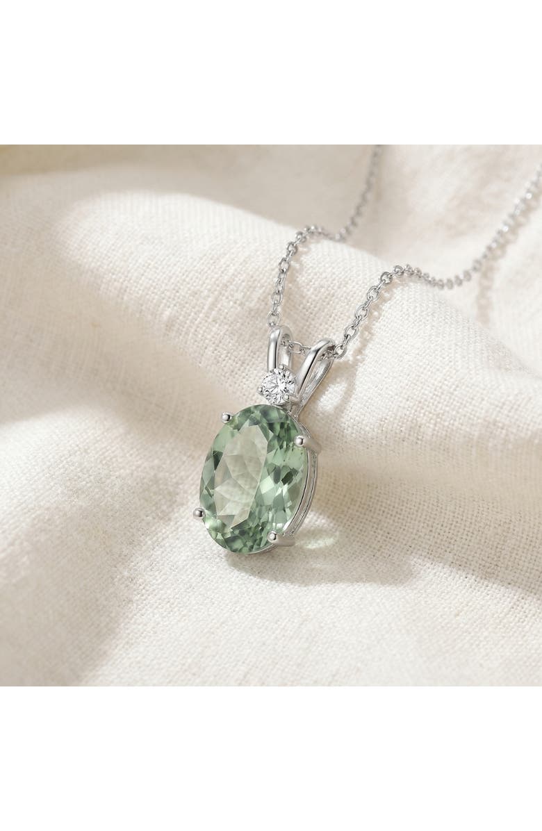 Bliss Diamond Oval Green Amethyst Diamond Pendant Women's Necklace 18" Gold, Alternate, color, 14K White Gold