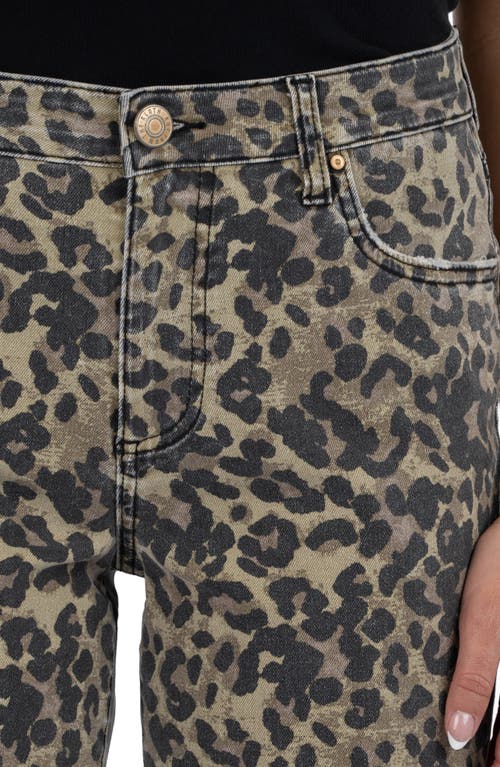 Kut From The Kloth Kelsey Leopard Print Frayed Mid Rise Ankle Flare Jeans
