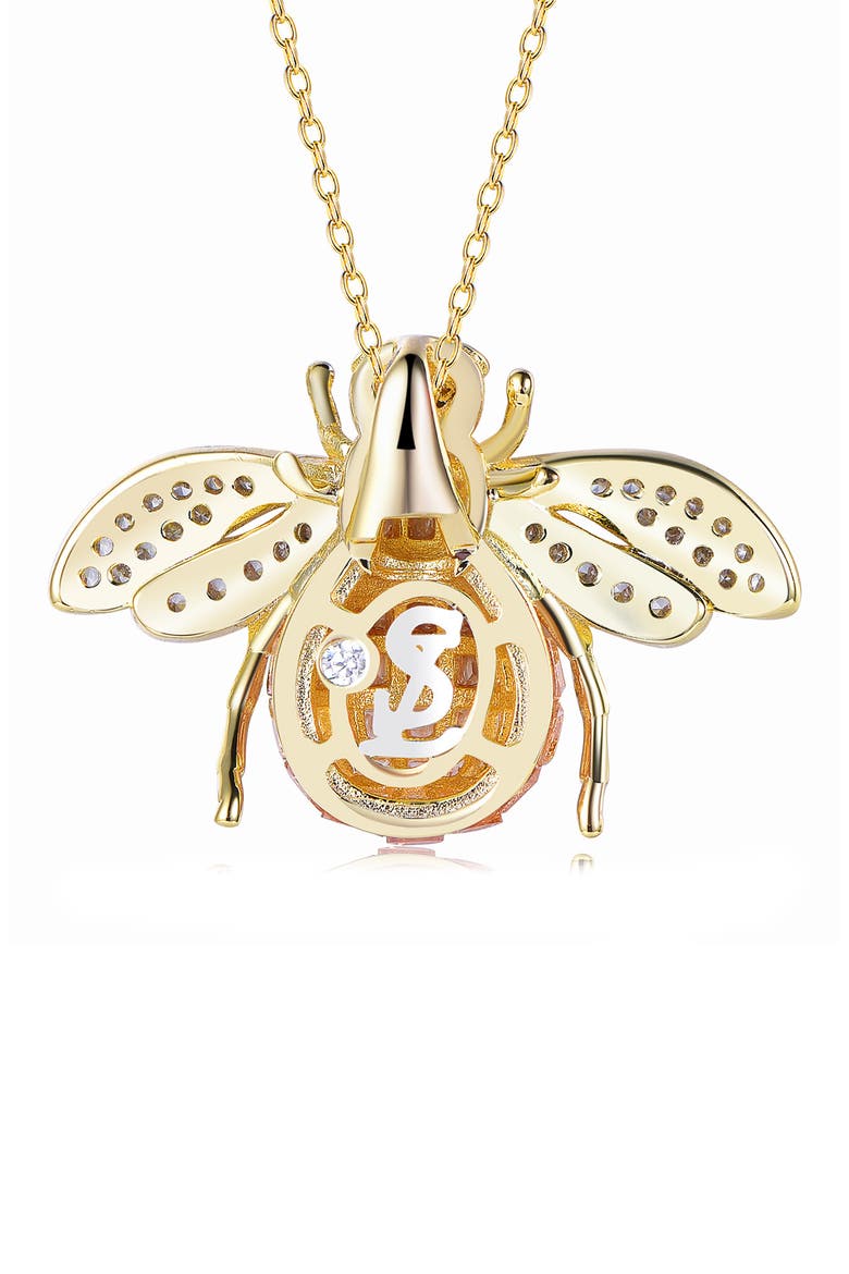 Cubic Zirconia Bumblebee Pendant Necklace, Alternate, color, ORANGE
