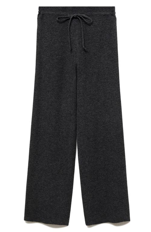Mango Rib Drawstring Pants In Charcoal