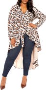 BUXOM COUTURE Animal Print Belted High-Low Blazer