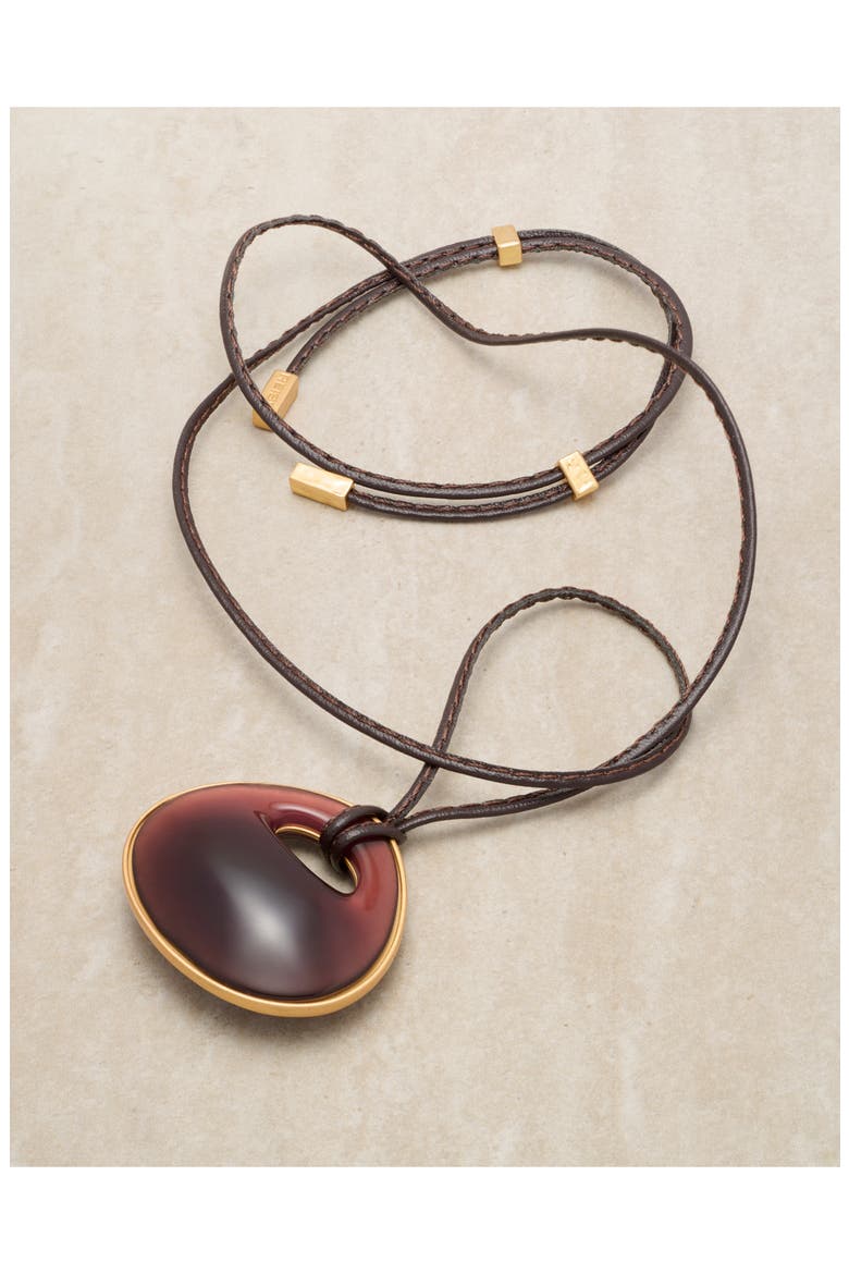 Pippa Leather Cord Pendant Necklace, Alternate, color, GOLD TONE / BURGUNDY