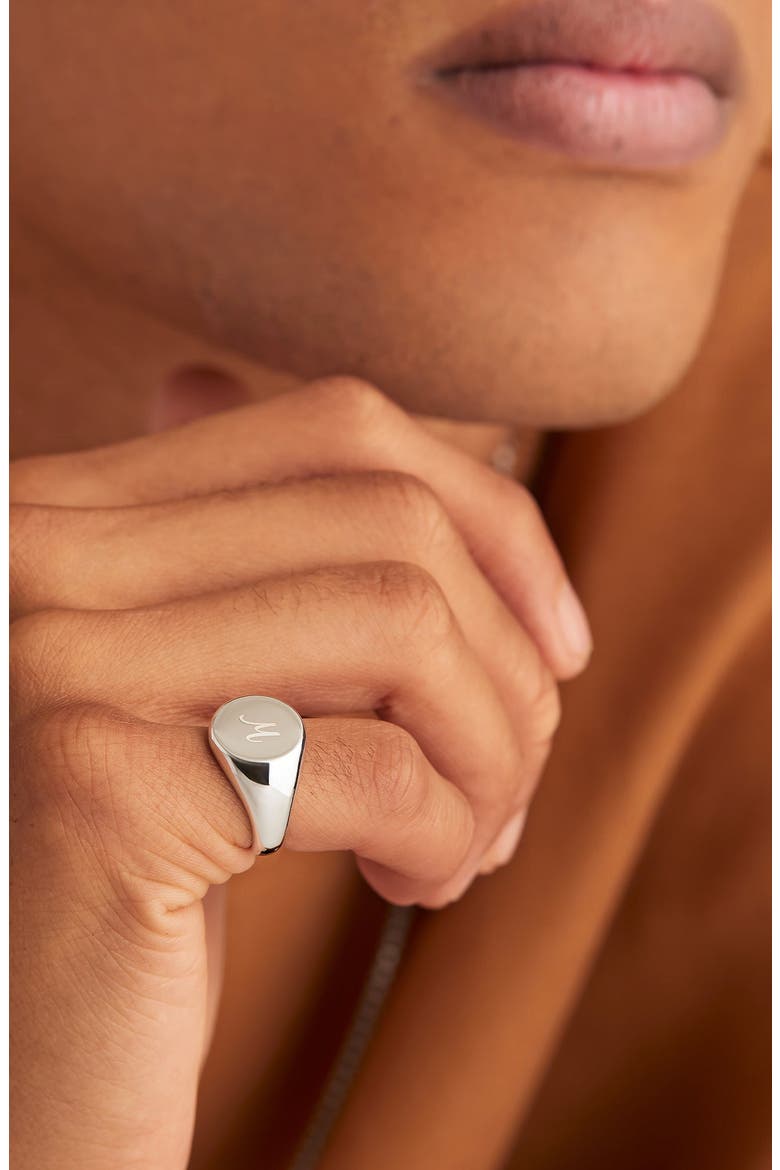 Bold Round Signet Ring, Alternate, color, Sterling Silver