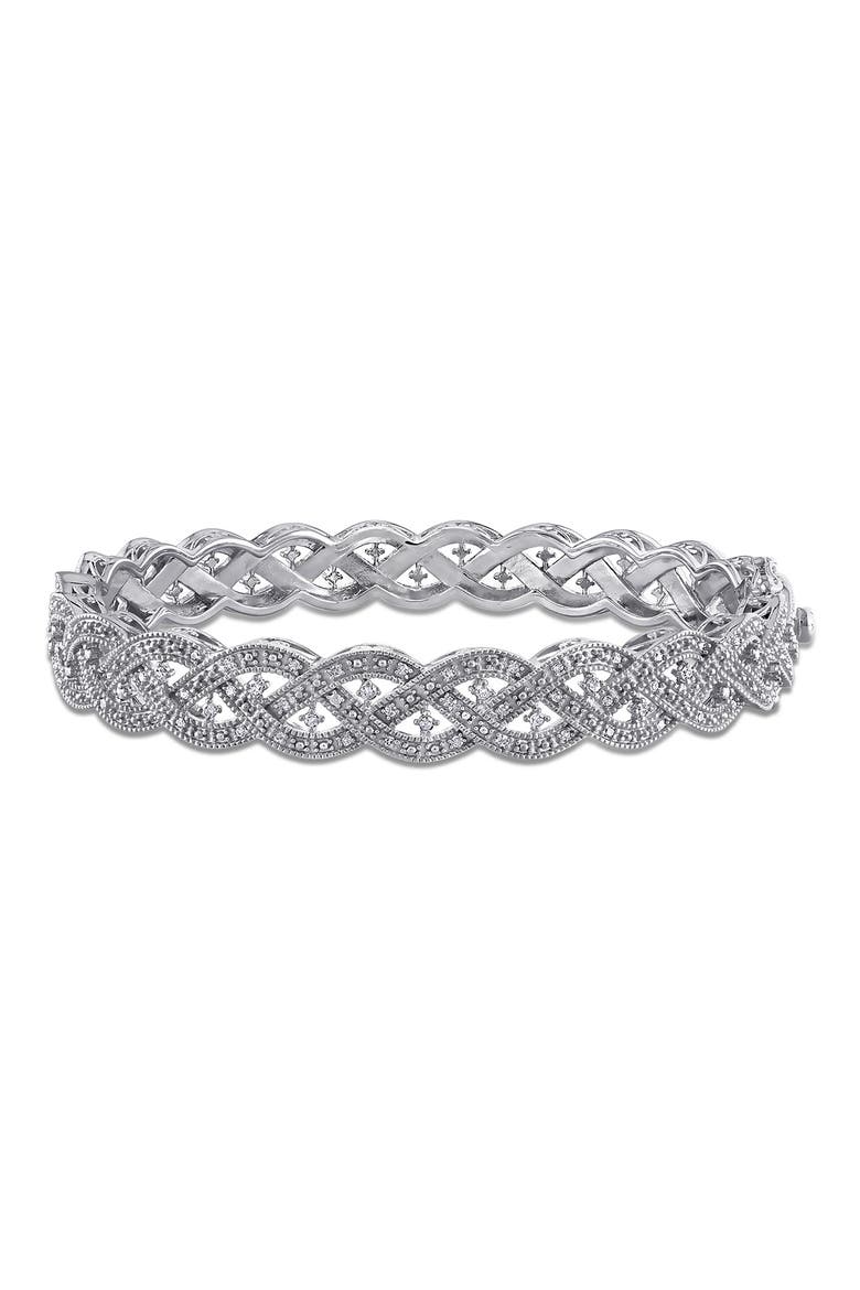 Diamond Braided Bangle, Main, color, SILVER