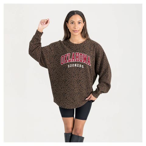 Women's Gameday Couture Brown Oklahoma Sooners Leopard Oversized Sweatshirt
