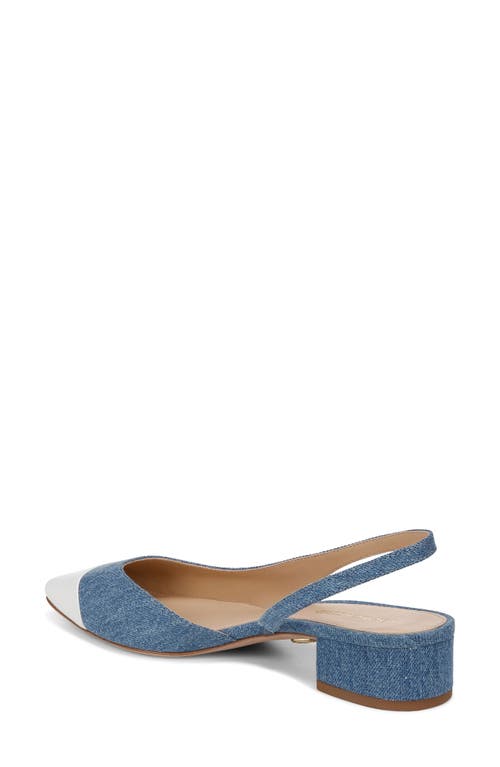 Veronica Beard Cecile Denim Leather Slingback Ballerina Pumps In Coconut/mid Blue