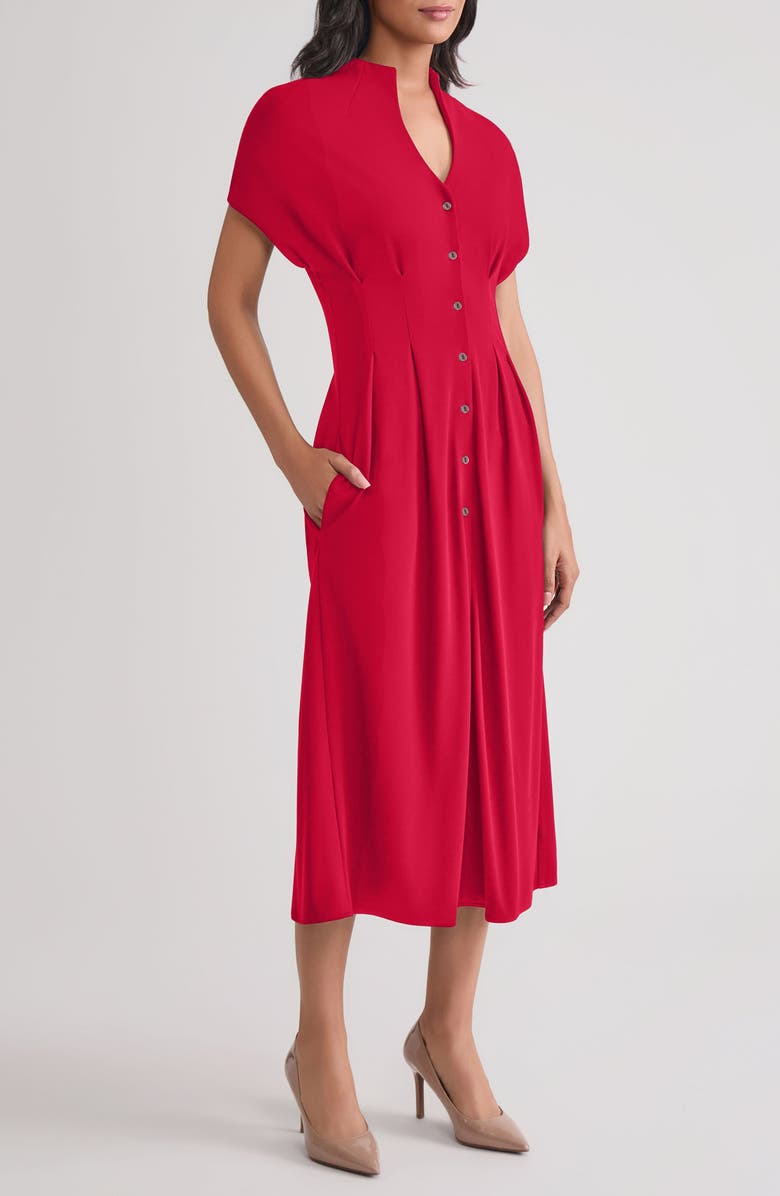 Misook A-Line Midi Dress, Alternate, color, Scarlet Red