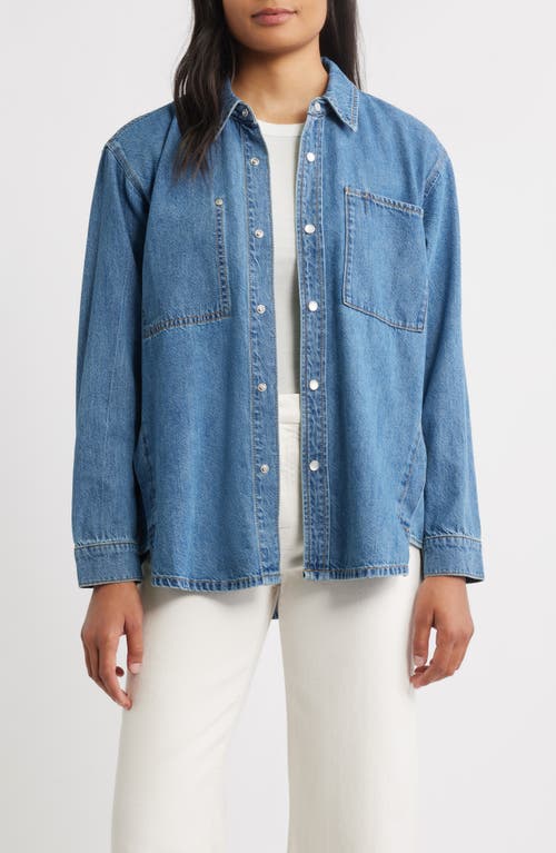City Blues Gramercy Oversize Denim Snap-up Shirt In Blue