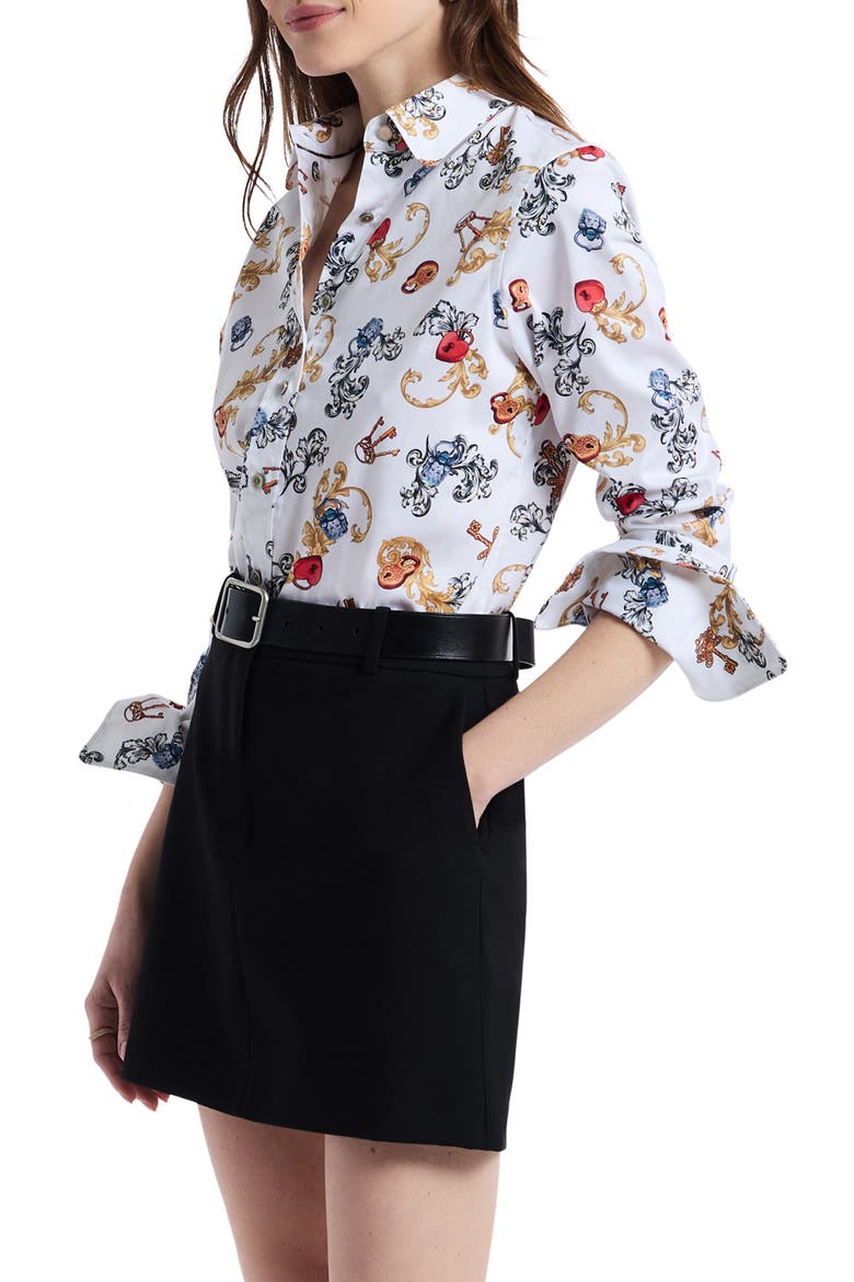 Priscilla Long Sleeve Woven Shirt, Alternate, color, WHITE MULTI