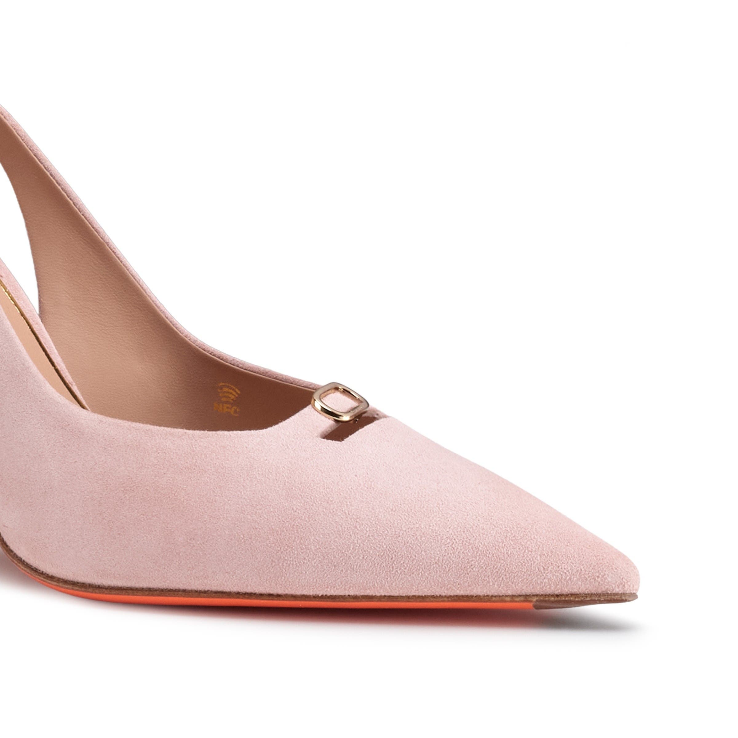 Santoni Suede High-Heel Slingback, Alternate, color, Pink