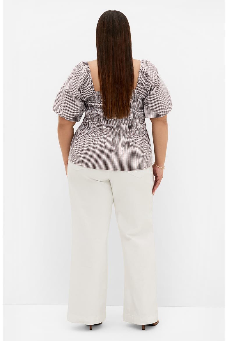 Belle Gingham Peplum Top, Alternate, color, CHOC CHECK