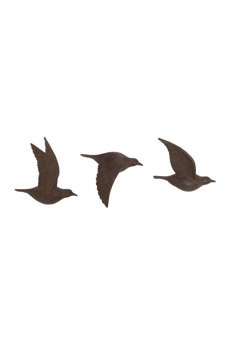 Polystone Bird Wall Decor - Set of 3, Main, color, BROWN