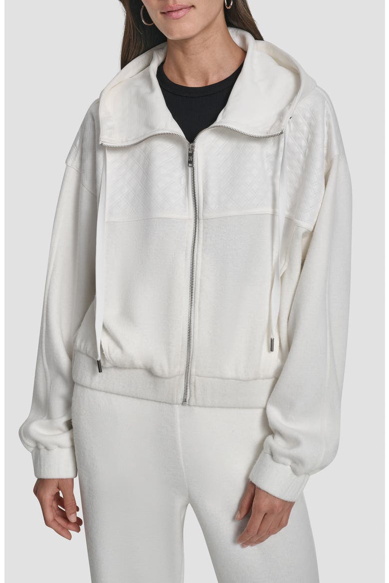 Mixed Media Zip-Up Hooded Jacket, Main, color, IVY/ IVY
