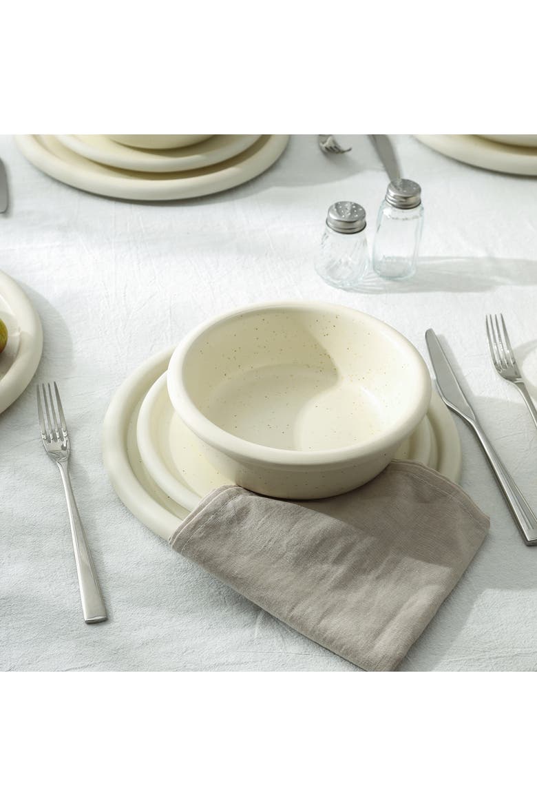 Capri Stoneware 24-Piece Dinnerware Set, Alternate, color, White