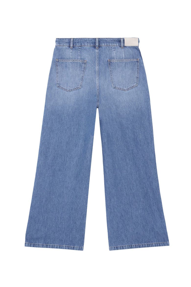 Popper Detail Wide Jeans, Alternate, color, Blue