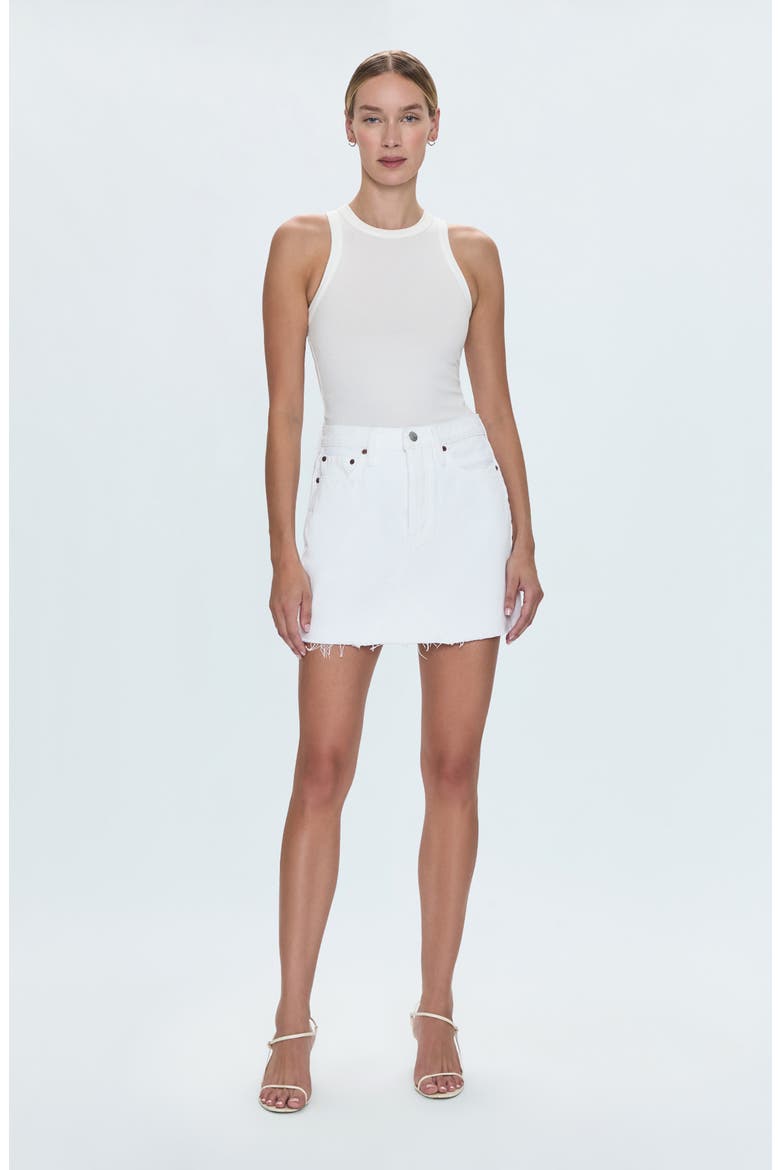Kat Raw Hem Denim Miniskirt, Alternate, color, LUXE WHITE